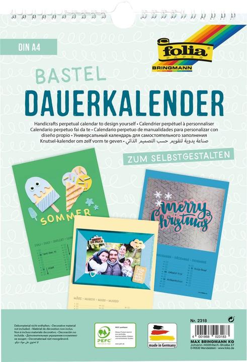 Image du produit Folia Calendrier perpétuel A4 en couleur (A4, Allemand)