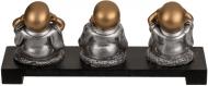 Magni Set de figurines de décoration Bouddhas sur banc en bois 3 pièces 20x9cm (20 x 9 cm)
