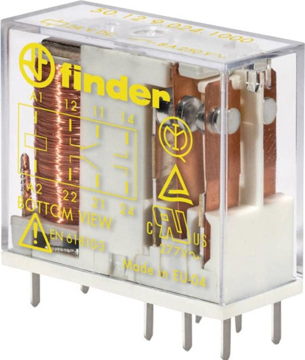 Actual product image Finder Safety relay,DPDT,AgNi, 8A 24Vdc coil