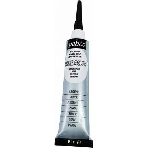 Pebeo, Künstlerfarbe + Bastelfarbe, Cerne Relief (Silber, 20 ml)
