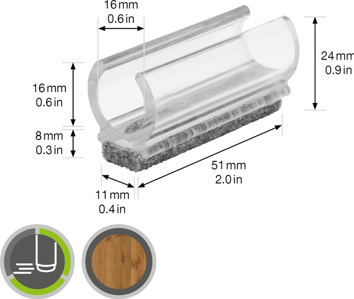 Produktbild Wagner System Klemmschalengleiter (Filzgleiter, 4 Stück)