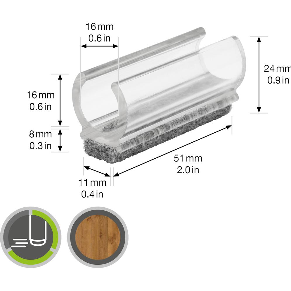 Thumbnail - Wagner System, Möbelgleiter + Schutzpuffer, Klemmschalengleiter (Filzgleiter, 4 Stück)