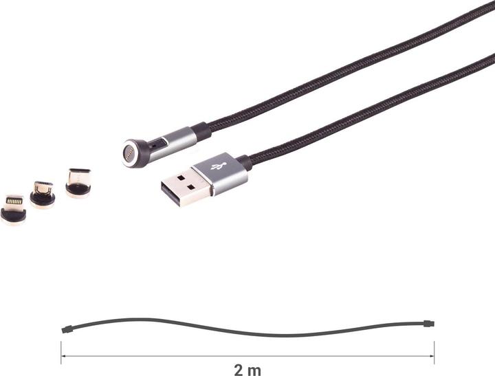 Produktbild Shiverpeaks S/CONN maximum connectivity Universal--USB-A Magnetkabel, 3in1, 540°, 7-Pin, schwarz, 2,0m (2 m)