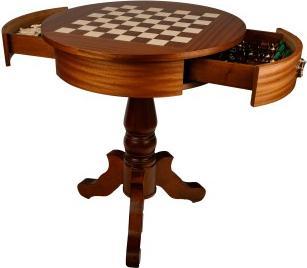 Produktbild False Luxus-Schachtisch, rund, mit Figuren