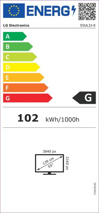 Energie-Label LG Signage UL3J Series 55inch 400cd16/7 webOS Speaker wifi HDMI (3840 x 2160 Pixel, 55")