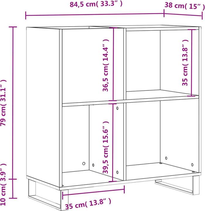 Produktbild vidaXL Plattenschrank Weiss 84,5x38x89 cm Holzwerkstoff, Farbe