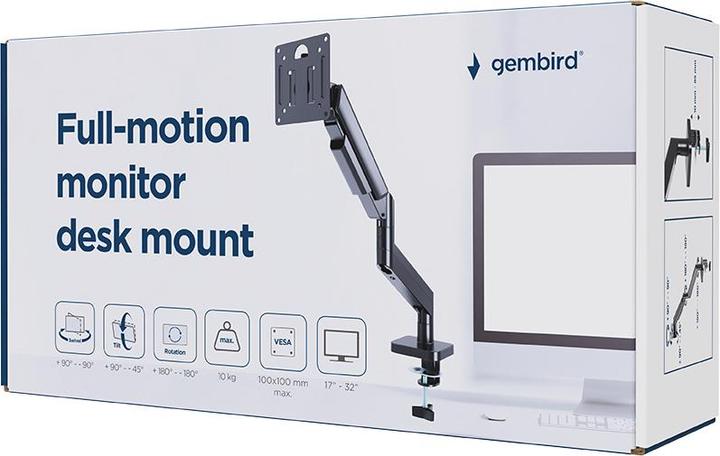 Produktbild Gembird Full-Motion-Schreibtisch Display Montagearm 17 ”-32” Schwarz (Tisch, 32", 10 kg)