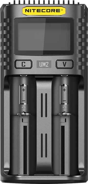 Nitecore Chargeur USB UM2 (1 pcs, 14500, 16340, 18650, 26650, Chargeurs sans batterie)