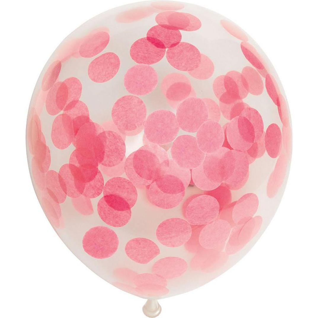 Globos Konfetti-Luftballons, Papierkonfetti, Babyrosa, 30 cm, 6 Stück.