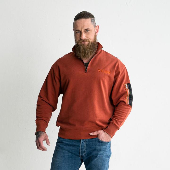 Produktbild Stier Oversized Zip Sweater Functional Pocket organic cotton M Deep Red (M)