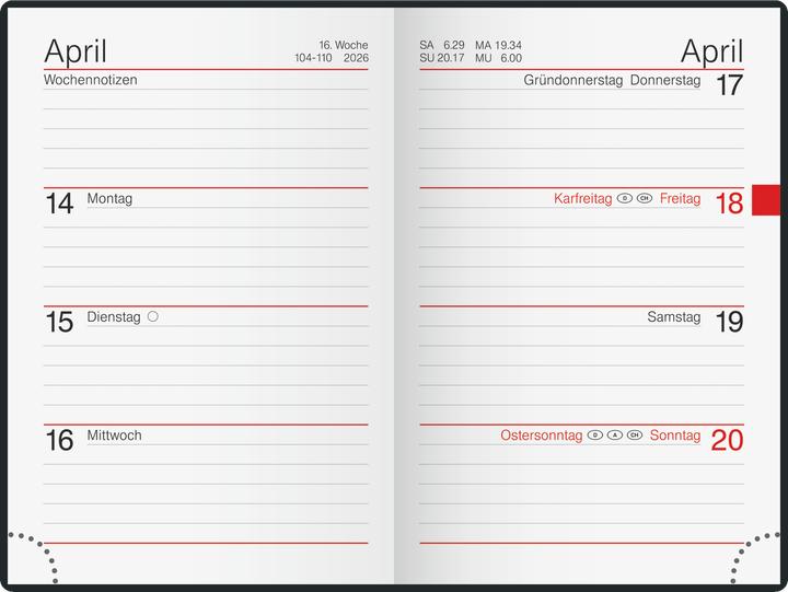 Produktbild rido/id 7011054906 | Taschenkalender Mod. partner/Industrie I 2026 | A7, Kunstleder, schwarz (A7, Deutsch)