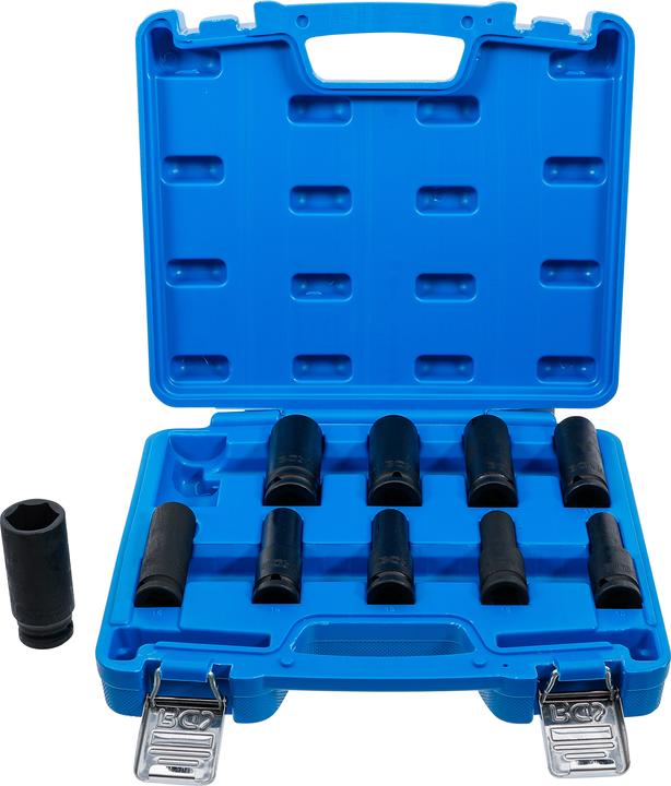 Actual product image BGS Impact Socket Set, Hexagon, deep 12.5 mm (1/2") Drive 10 - 24 mm 10 pcs. (10 mm)