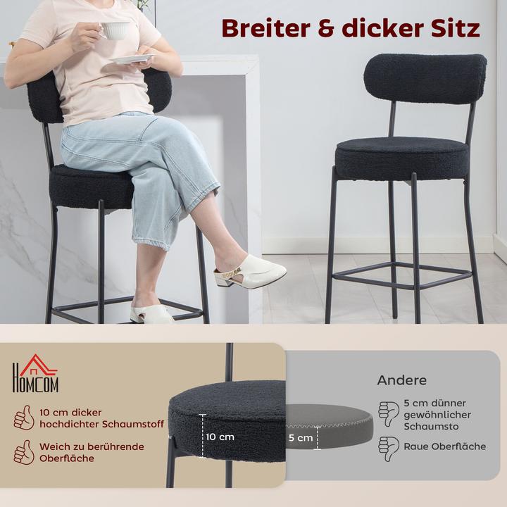 Produktbild Homcom Barhocker Polyester, Stahl Schwarz