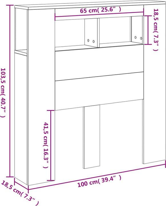 Produktbild vidaXL LED-Kopfteil (180 x 18.5 x 103.5 cm)