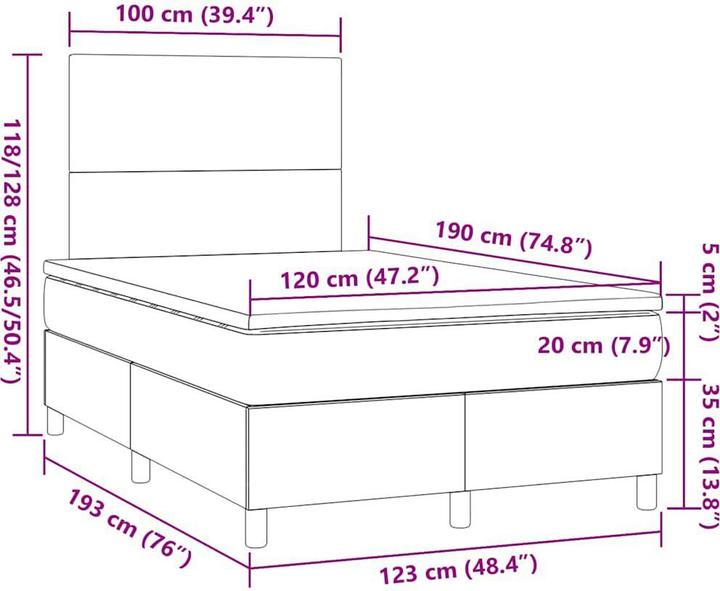 Produktbild vidaXL Boxspringbett (120 x 190 cm)