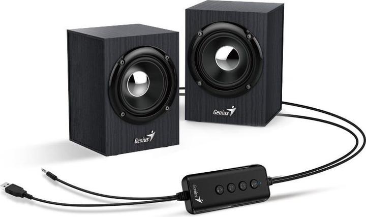 Produktbild Genius Computerlautsprecher Lautsprecher SP-HF385BT, 2.0, 4 W, schwarz, Lautstärkeregler, BT, Holz, 3,5-mm-