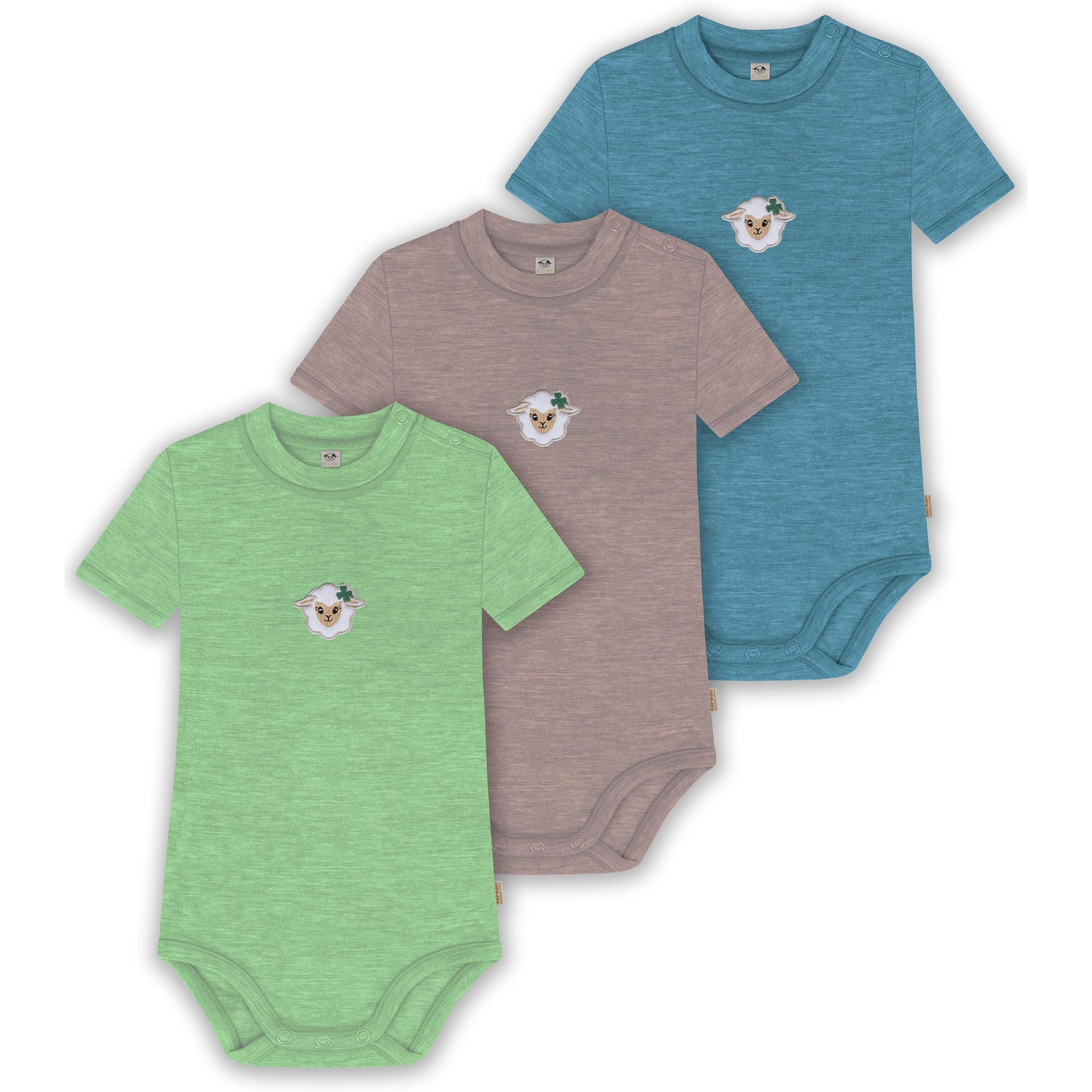 Normani, Herren, Body, 3er Set Baby Merino Kurzarmbody „Tihoi" - 9323, Blau, (86)