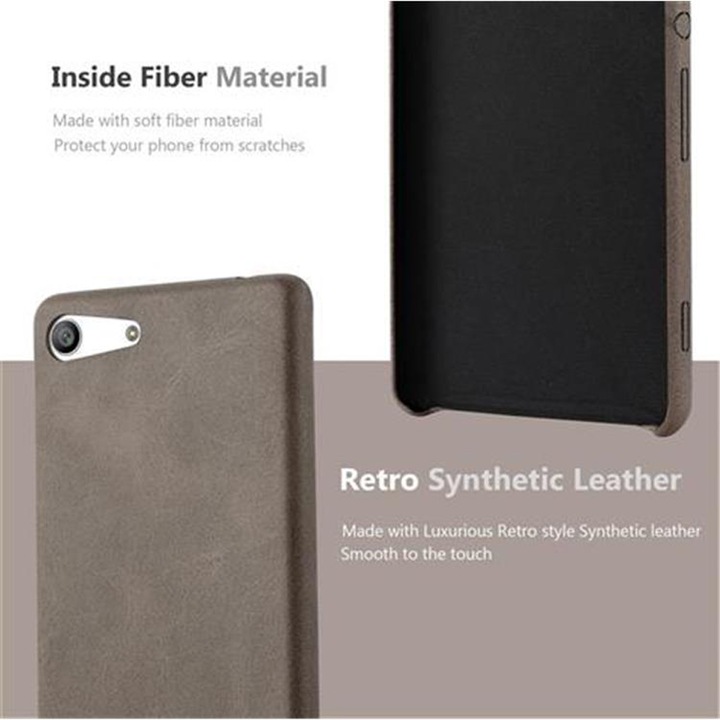 Actual product image Cadorabo Hard cover faux leather with texture (Sony Xperia M5)