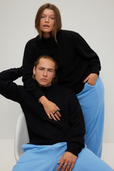 Actual product image Studio Untold Unisex Cable Knit Long Sleeve Turtleneck Sweater (L)