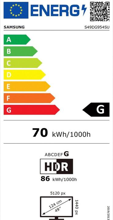 Energy Label Samsung Odyssey OLED G9 G95SD (5120 x 1440 pixels, 49")