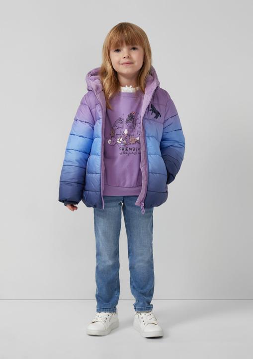 Produktbild s.Oliver Sweatshirt Oversized Sweatshirt mit Frontprint und Blüten-Applikation (140)