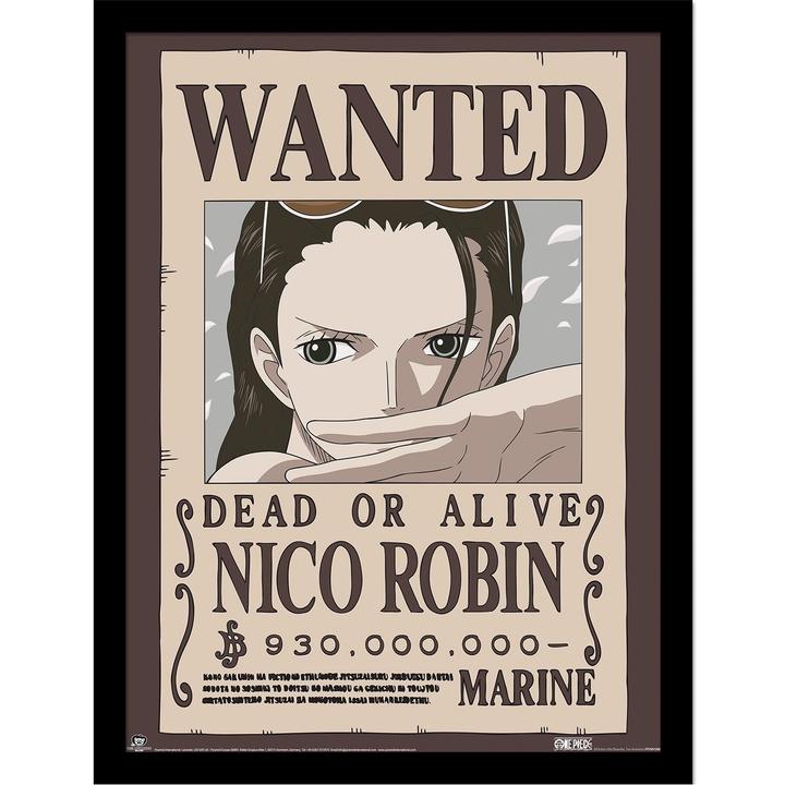 One Piece - Poster encadré motif Nico Robin WANTED (30 x 40 cm)
