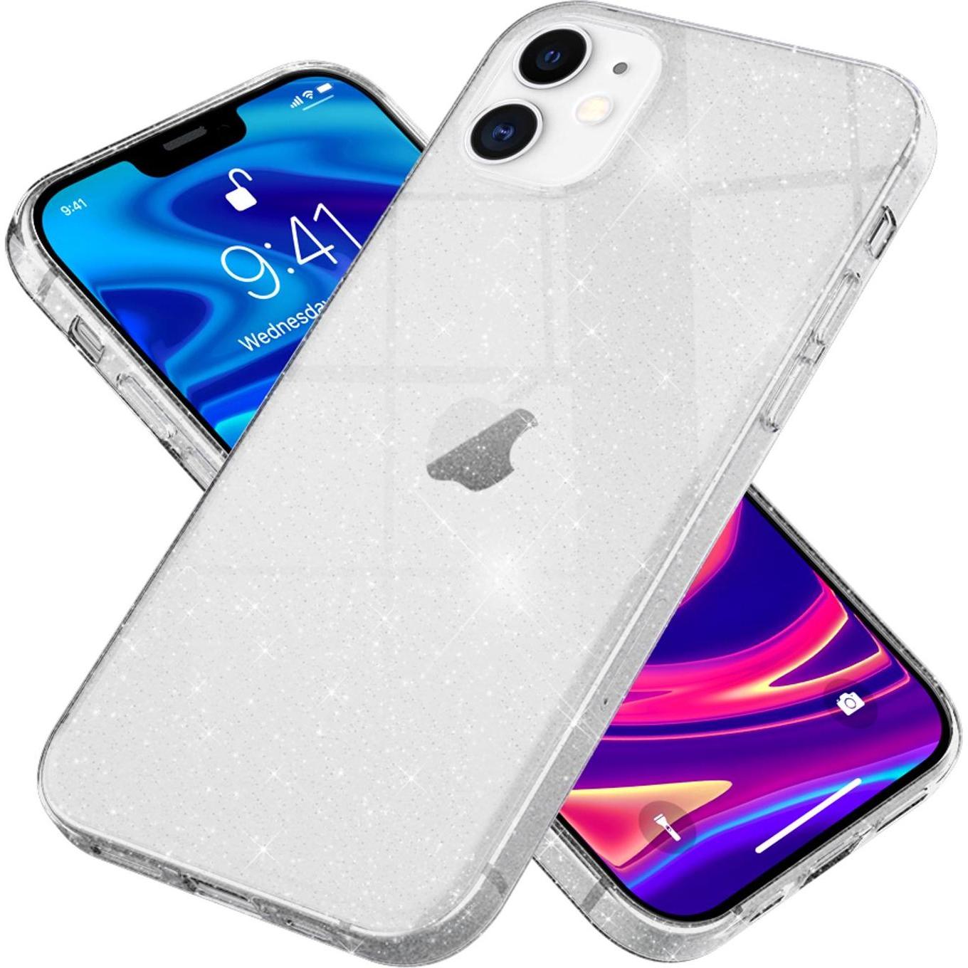 Nalia Glitzer Handyhülle (Apple iPhone 12 mini), Smartphone Hülle, Transparent