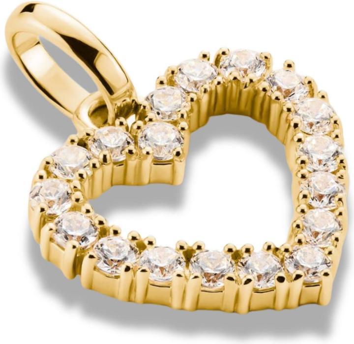 Produktbild Thomas Sabo Charm-Anhänger Herz mit weissen Steinen Connect vergoldet (Sterling Silber)