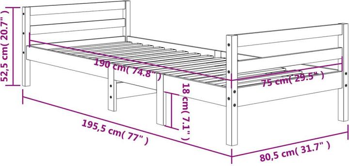 Image du produit vidaXL Bettrahmen (75 x 190 cm)