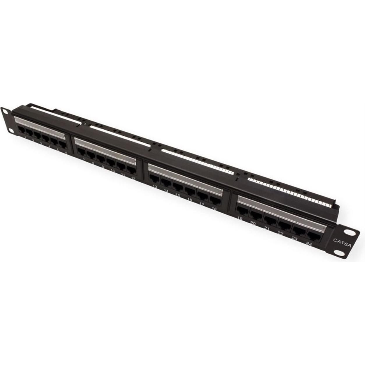 Value Kat.6A 19/"-Patchpanel, 24 P, ungeschirmt, schwarz, Server Zubehör, Schwarz