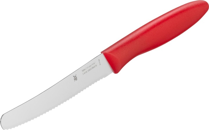 Produktbild WMF Brotzeitmesser Brötchenmesser Frühstücksmesser 23cm Wellenschliff rot (11 cm)