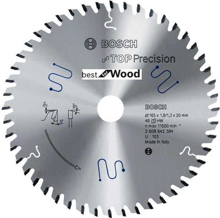Produktbild Bosch Professional Zubehör Kreissägeblatt Top Precision Best for Wood, 165 x 20 x 1,8 mm, 48