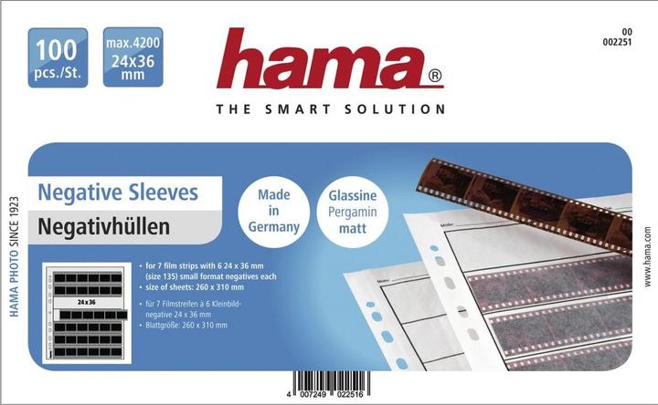 Actual product image Hama Negative sleeves Glassine matt 24x36 100 sheets 260x310 (31 x 26 cm)
