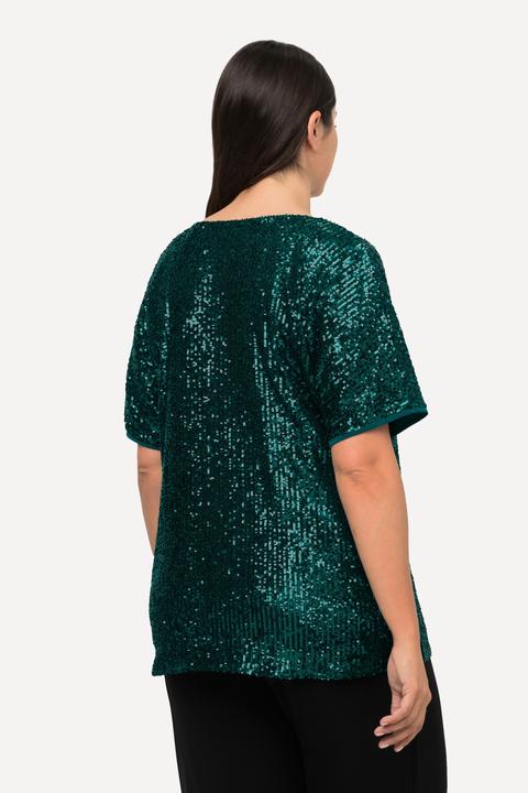 Produktbild Ulla Popken Pailletten-Shirt, Oversized, V-Ausschnitt, Halbarm (46, 48)