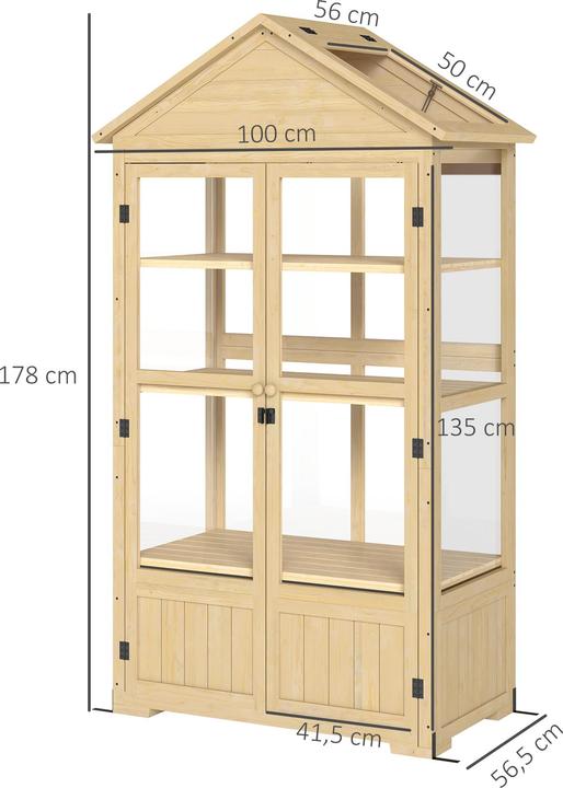 Image du produit Outsunny Frühbeet Tannenholz, Acryl Naturholz