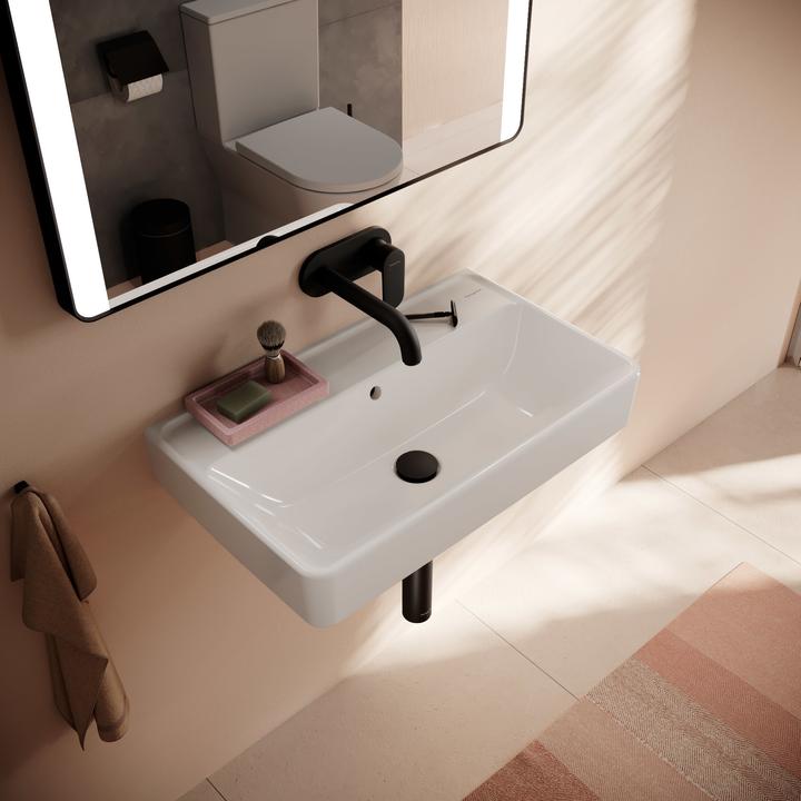 Immagine prodotto hansgrohe Xanuia Q Lavabo compatto, senza foro per rubinetto, con sfioratore, 650x390mm, bianco (390 mm, 650 mm)