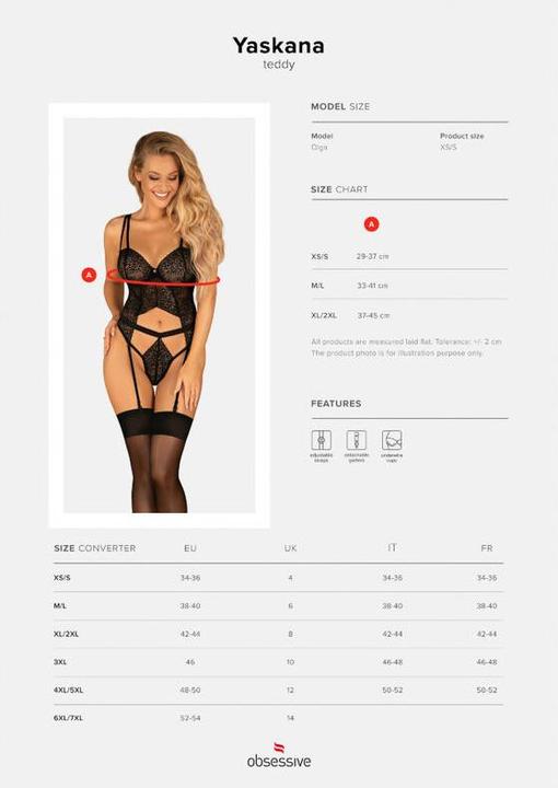Produktbild Obsessive Yaskana Garter Teddy - Black (L, M)