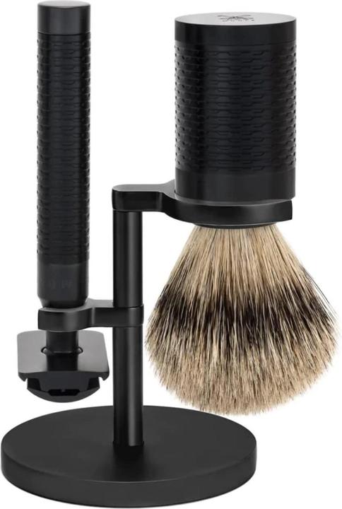 Actual product image Mühle ROCCA, shaving set, 3-piece, shaving brush with silver tip badger tip