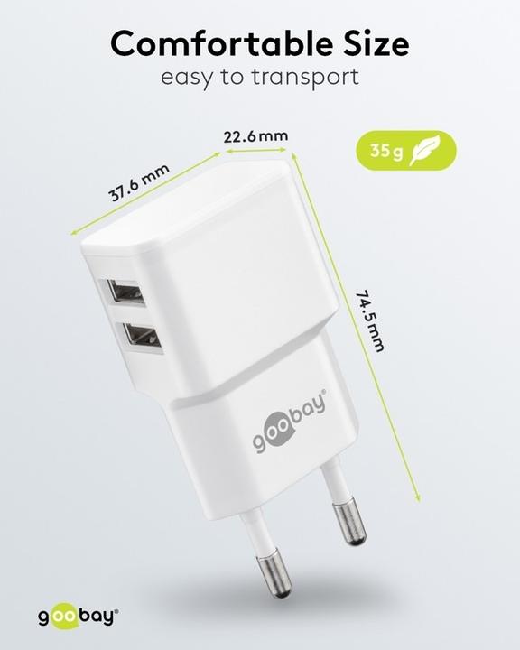 Immagine prodotto Goobay USB-Ladegerät 2-fach (12 W, 2 porte)