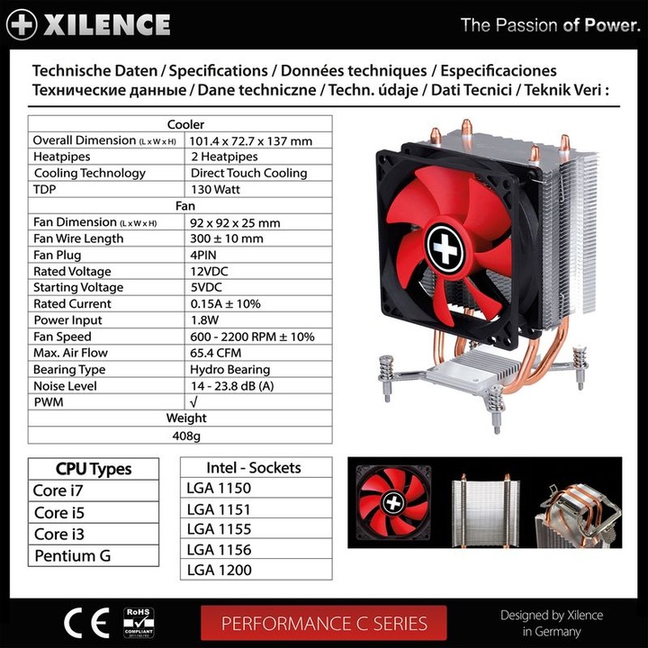 Produktbild Xilence 600/2200 rpm, 65.4 CFM, 14/23.8 dB (101.40 mm)