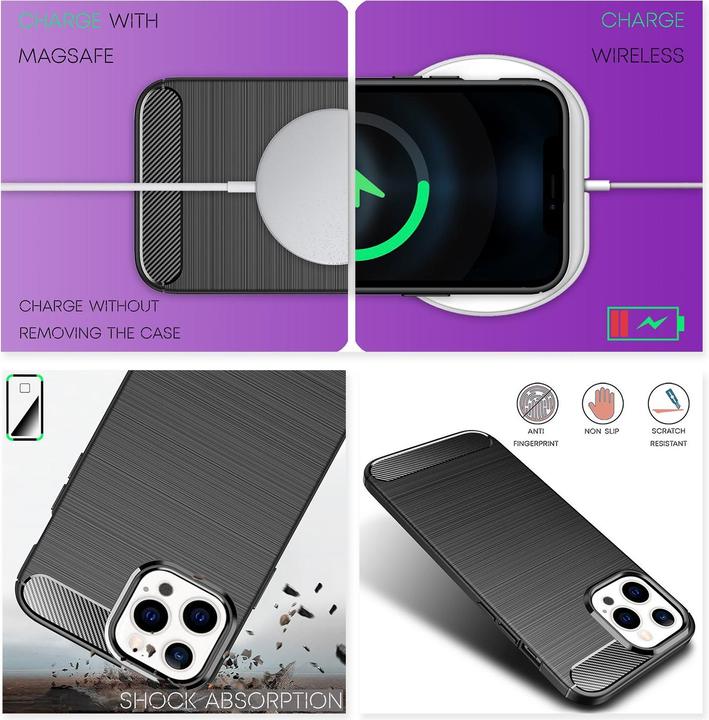 Produktbild Nalia Carbon Look Silikon Handyhülle (Apple iPhone 13 Pro Max)