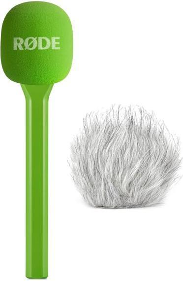 RØDE Handadapter Interview GO Grün mit Fell-Windschutz