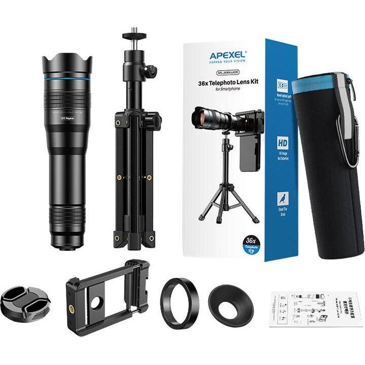 Thumbnail - Apexel 36X camera lens APL-36XJJ020 with tripod (black), Selfie Stick, Schwarz