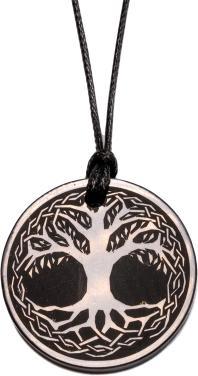 Immagine prodotto PranaHaus Ciondolo in schungite "Albero della vita" con nastro di cotone (Nastro di cotone)