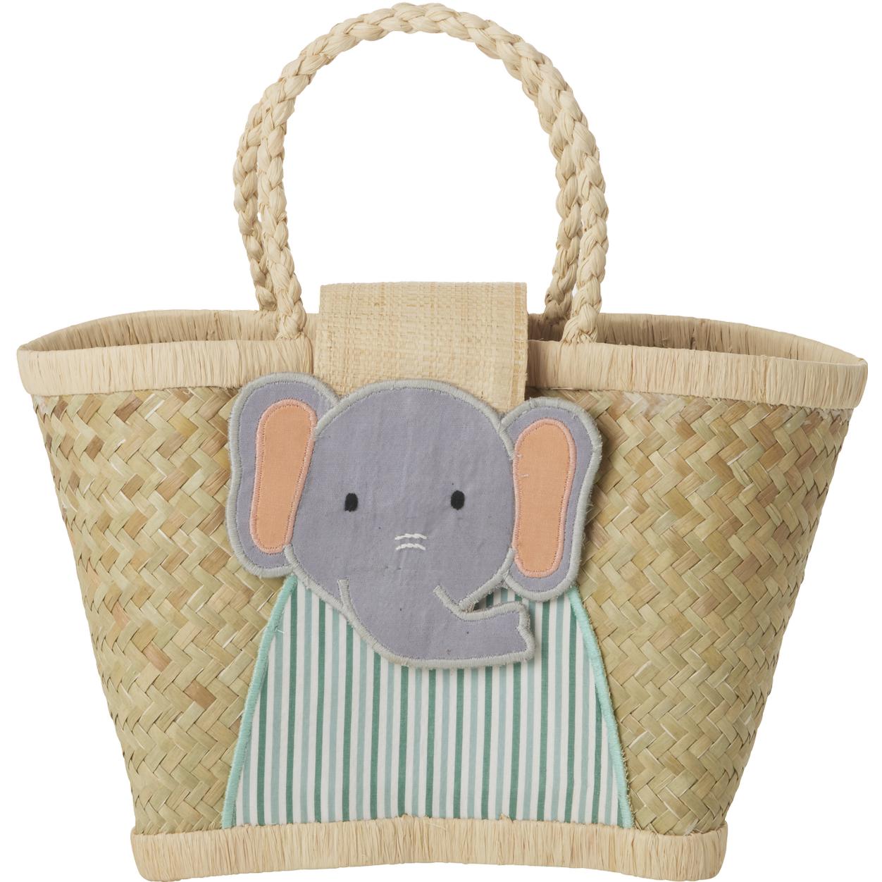 Rice, Kindergartentasche, - Raffia Kids Bag with Elephant Closing - (KIBAG-ELEP)