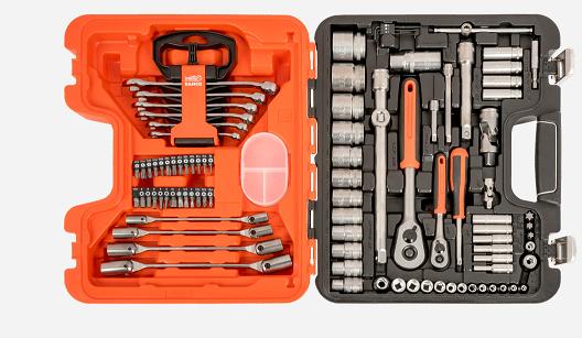 Image du produit Bahco 1/4"- und 1/2"-Steckschlüssel-Satz, metrisch, Sechskant, lange Ausführung inklusive Ring-Maulschl (1/4")