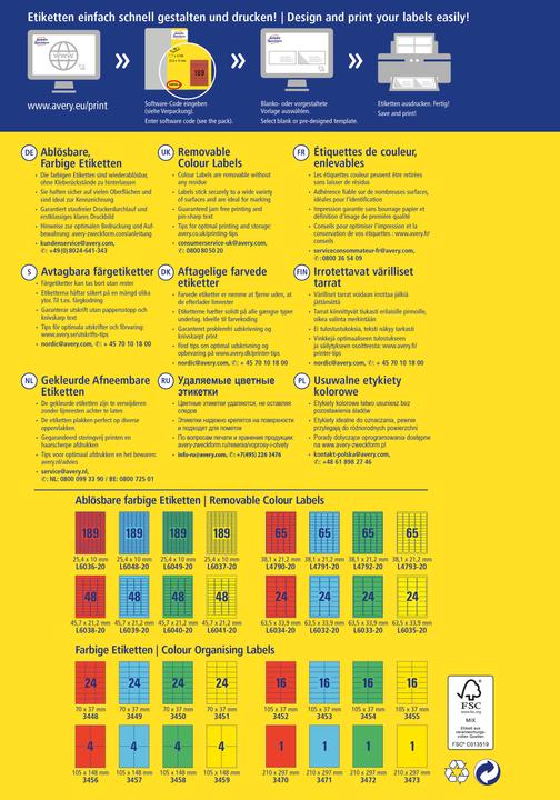 Actual product image Avery Organisational labels