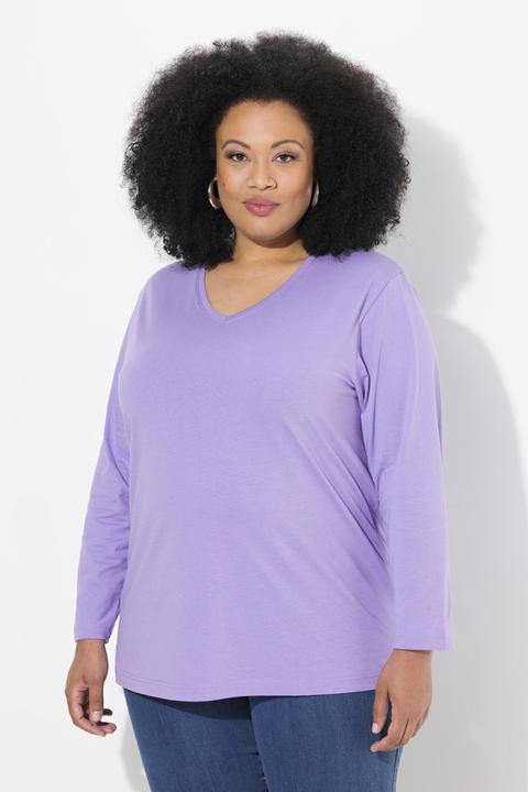 Actual product image Ulla Popken Back To Basics V-Neck Relaxed Fit Cotton Tee (60)