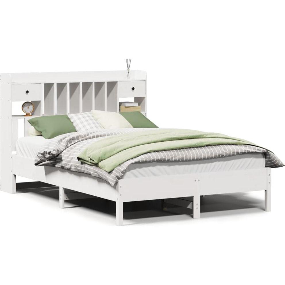 VidaXL, Bett, Massivholzbett Holzbett Bett Doppelbett mit Regal ohne Matratze 135x190cm (135 x 190 cm)