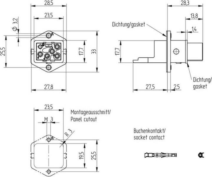 Produktbild Hirschmann Einbaudose STAKEI 5 grau 5+PE